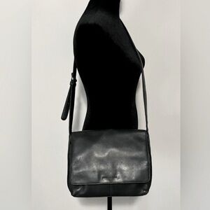 Vintage Jones New York Black Leather Shoulder Crossbody Bag Purse 90s Y2K